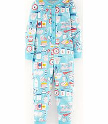 Mini Boden Cosy Printed All-in-one, Soft Blue Baking