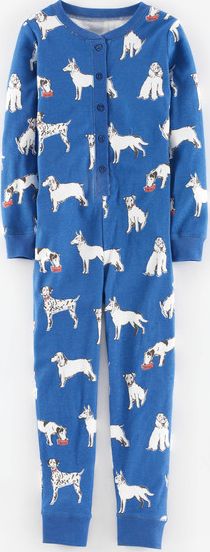 Mini Boden Cosy Printed All-in-one Washed Bluebell Woof