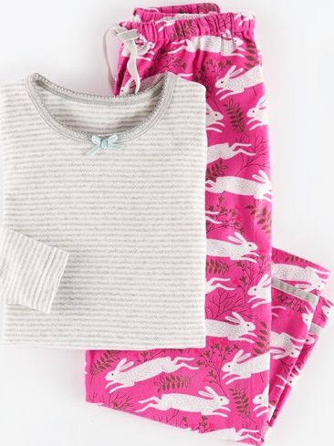Mini Boden Cosy Pyjama Set Pink Fondant Country Hare Mini