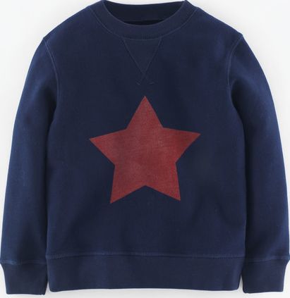 Mini Boden Cosy Superstar Sweatshirt Midnight Marl/Burgundy