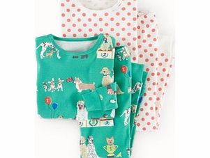 Mini Boden Cosy Twin Pack Long Johns, Soft Green Dog