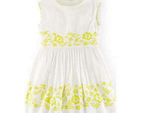 Mini Boden Embroidered Dress, Snowdrop Flowers,Polka Blue