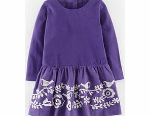 Mini Boden Embroidered Folk Dress, Violet 34298893