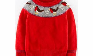 Mini Boden Festive Jumper, Fire Red Round Robin 34385328