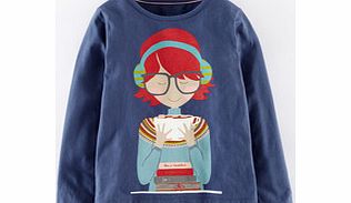 Mini Boden Fun Girl T-shirt, Soft Navy Hot Chocolate 34389668