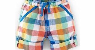 Mini Boden Fun Roll-up Trousers, Multi Check,Tennis