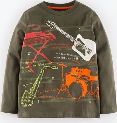 Mini Boden, 1669[^]34963181 Glow in the Dark T-shirt Bottle Green/Band Mini