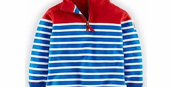 Mini Boden Half Zip Sweatshirt, Red/Paradise Blue