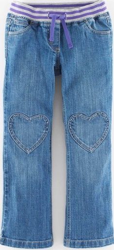 Mini Boden Heart Patch Trousers Denim Mini Boden, Denim