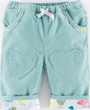 Mini Boden Heart Patch Trousers Powder Blue/Light Grey