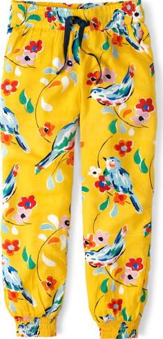 Mini Boden Holiday Trousers Sunflower Painted Birds Mini