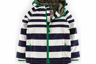 Mini Boden Jersey Lined Anorak, Navy/Ecru,Goldfish,Broccoli