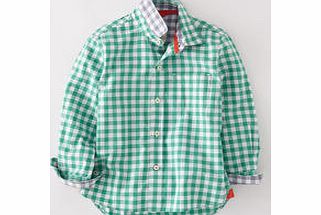 Mini Boden Laundered Shirt, Green Gingham,Reef Stripe,Reef