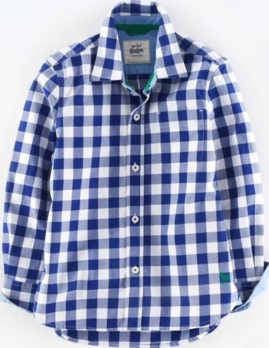 Mini Boden, 1669[^]34931832 Laundered Shirt Indigo Gingham Mini Boden,