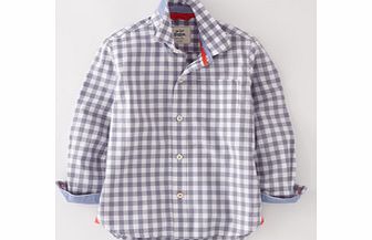 Mini Boden Laundered Shirt, Pigeon Gingham,Reef Stripe,Reef