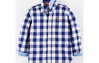 Mini Boden Laundered Shirt, Reef Gingham,Blaze Check,Blue