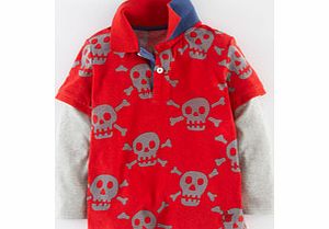Mini Boden Layered Polo, Fire Red Skulls 34282194
