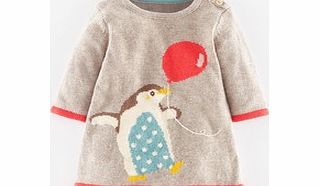 Mini Boden My Baby Knitted Dress, Oatmeal Party Penguin