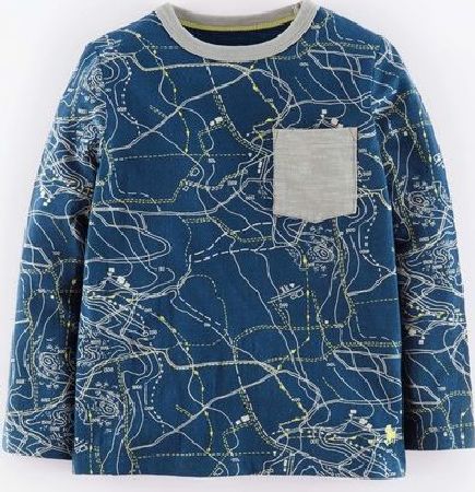 Mini Boden, 1669[^]34979484 Nature Trail T-shirt Cadet Blue Maps Mini Boden,
