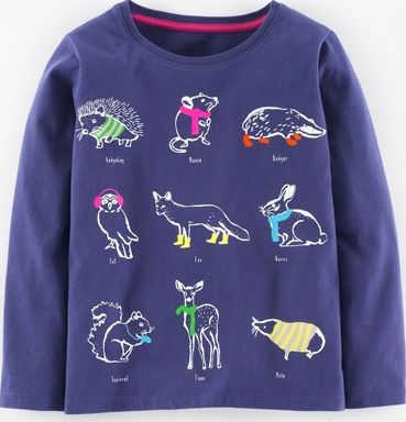 Mini Boden, 1669[^]35026772 Nature Trail T-shirt Twilight Hedgerow Animals