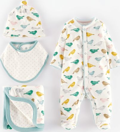 Mini Boden, 1669[^]35093582 Newborn 4 Piece Gift Set Birds/Blush Spot Mini
