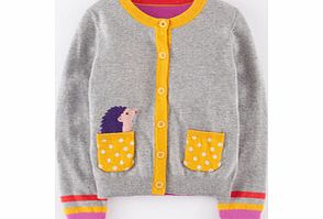 Mini Boden Pet Cardigan, Grey Melange Hedgehog,Duck Egg