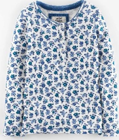 Mini Boden Pointelle Henley Coastal Blue Sprig Mini Boden,