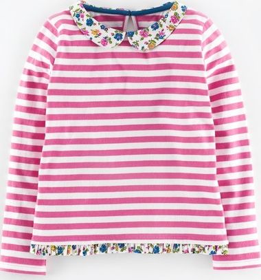 Mini Boden Pretty Collar Top Pink Fondant Stripe Mini