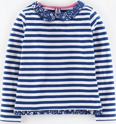 Mini Boden Pretty Collar Top Soft Navy Stripe Mini Boden,
