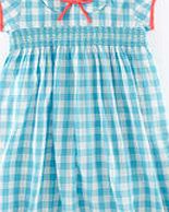Mini Boden Pretty Smocked Dress, Holiday Blue Gingham