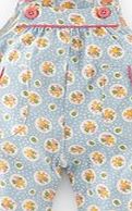 Mini Boden Printed Jersey Dungarees, Dusty Blue Flower Fizz