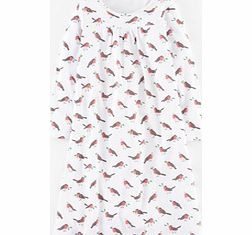 Mini Boden Printed Nightie, White Robins,Peony