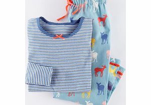 Mini Boden Pyjama Set, Dusty Blue Fawn,Coral Sprouty,Soft