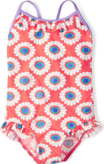 Mini Boden Ruffle Swimsuit Hot Coral 60s Daisy Mini Boden,