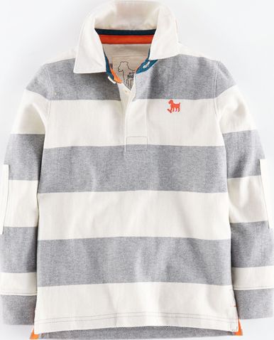 Mini Boden Rugby Shirt Grey Marl/Ecru Mini Boden, Grey