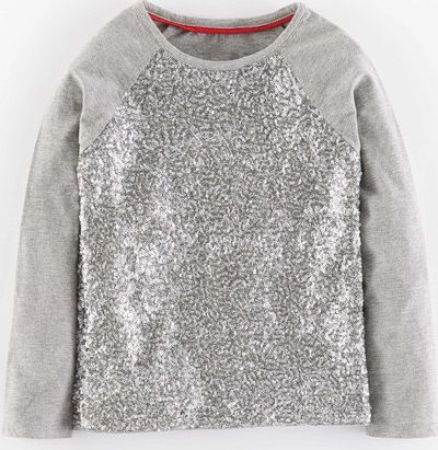 Mini Boden Sequin Jersey Top Grey Mini Boden, Grey 35134097