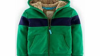 Mini Boden Shaggy Lined Hoody, Leaf/Navy,Slate Big
