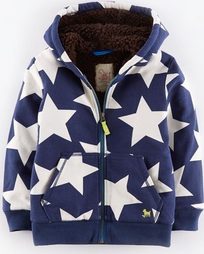 Mini Boden, 1669[^]34998393 Shaggy Lined Hoody Navy/Ecru Star Mini Boden,