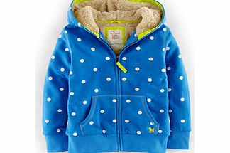 Mini Boden Shaggy Lined Zip-through, Polka Blue Spot,Grey