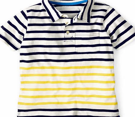 Mini Boden Slub Jersey Polo, Navy/Ecru/Yellow 34704965