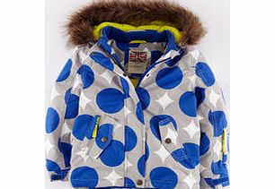 Mini Boden Snow Jacket, Bright Blue Sixties Daisy,Multi