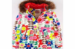 Mini Boden Snow Jacket, Bright Coral Daisy Field,Multi