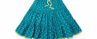 Mini Boden Spotty Twirly Skirt, Amazon Green Spot,Soft Navy