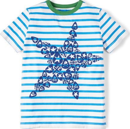 Mini Boden, 1669[^]34746420 Stripy Symbol T-shirt Blue Mini Boden, Blue