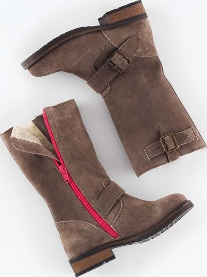 Mini Boden, 1669[^]34913665 Suede Buckle Boots Mouse Mini Boden, Mouse