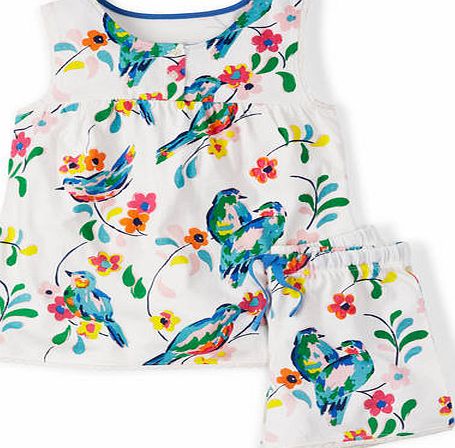 Mini Boden Summer Pyjama Set Snowdrop Painted Birds Mini