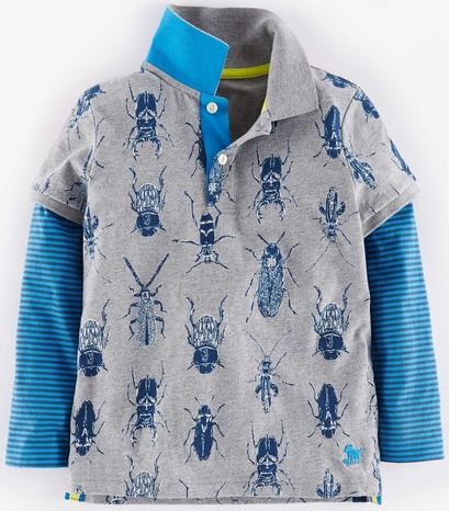 Mini Boden, 1669[^]34979872 Super Soft Layered Polo Grey Marl Bugs Mini