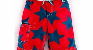 Mini Boden Surf Shorts, Red/Navy Star,Blue,Hawaiian Print