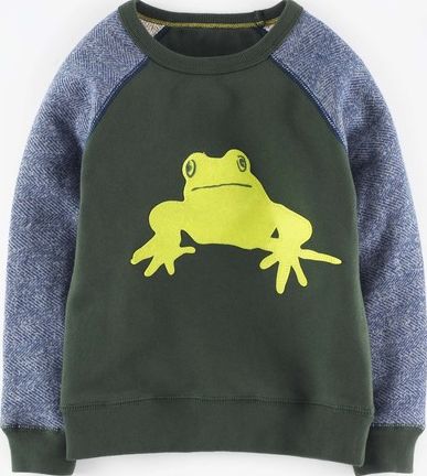 Mini Boden Sweatshirt Forest Green/Acid Yellow Frog Mini