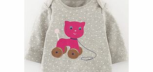 Mini Boden Sweet Dotty Print T-shirt, Grey Marl/Pink